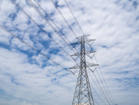 power tower on skyの写真素材