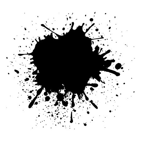 Black ink splashes isolated on white background. Grunge vector illustration.のイラスト素材
