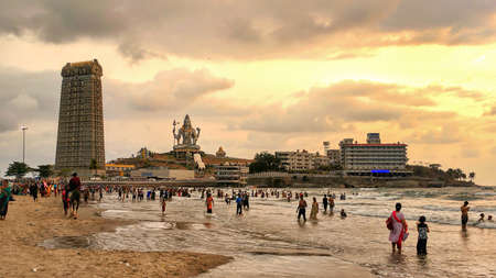 View of Murdeshwar temple and shiva statueの写真素材