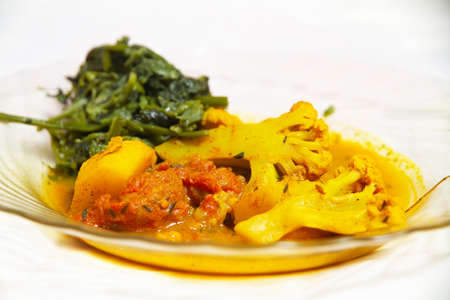 traditional Indian vegetarian food in a plateの写真素材