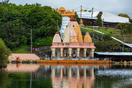 temple at Ganga Talao, the sacred lake of Grand Bassin, Mauritiusの写真素材