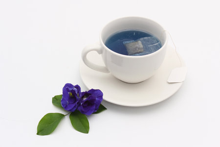 Butterfly pea flower-based powder and beverages, bread, foodsの写真素材