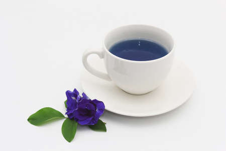 Butterfly pea flower-based powder and beverages, bread, foodsの写真素材