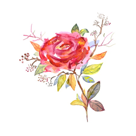 Bouquet of roses, watercolor, can be used as greeting card, invitation card for wedding.のイラスト素材