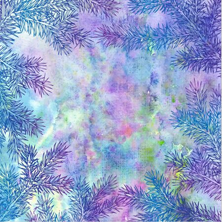 Winter background of fir branchesのイラスト素材