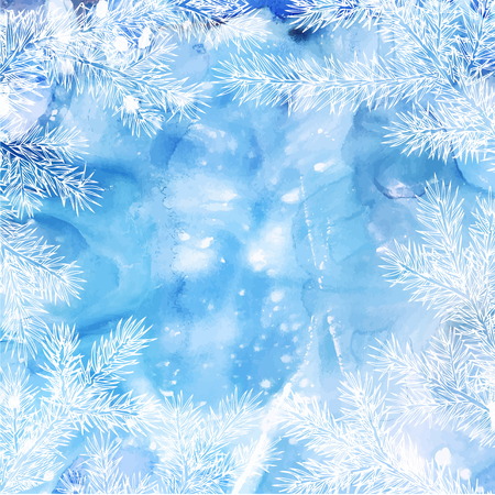 Winter background of fir branchesのイラスト素材
