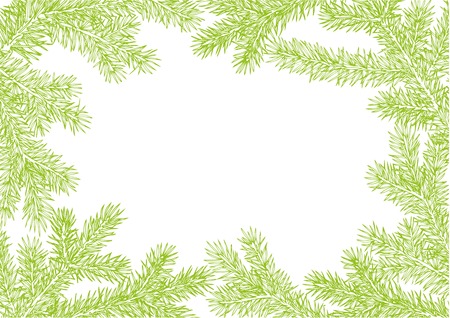 background made of fir branches. Green lush branch of spruce with the two sides.のイラスト素材