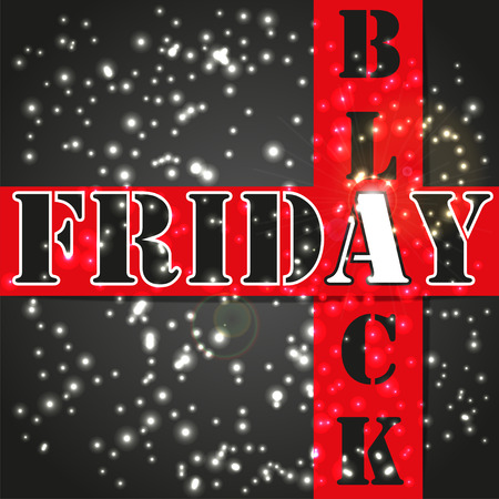 Red tape with the words Black Friday on a background of white snowのイラスト素材