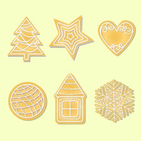 set of Christmas cookies in the form of various figures.のイラスト素材