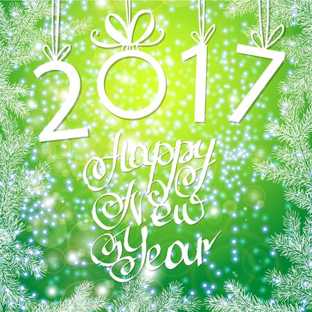 inscription 2017 and a happy new year. Hand lettering.のイラスト素材