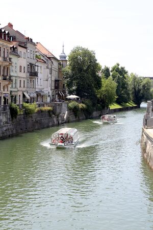 Banks of river Ljubljanica, Ljubljana, 2の写真素材