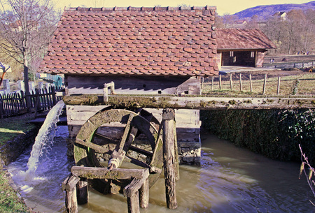 Old wooden water-mill in Donja Stubica, 1, Hrvatsko zagorje, Croatia, Europeのeditorial素材