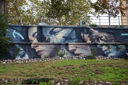 Street-art,murals, on the walls of Zagrebのeditorial素材