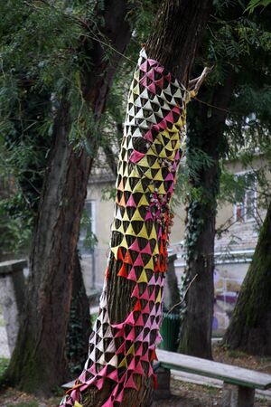 Picturesque fancy street-art, murals, on the walls of Zagreb city, Croatia, Europeのeditorial素材