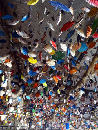 Seashells decoration on restaurant's ceiling in Icici, Croatia, Adriatic coast, Europe