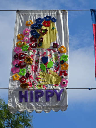 FlagArt Zagreb 20, festival of art flags details, Zagreb city, Croatia, Europeのeditorial素材