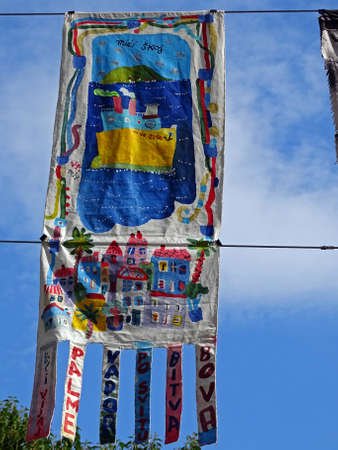 FlagArt Zagreb 20, festival of art flags details, Zagreb city, Croatia, Europe