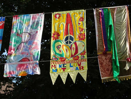 FlagArt Zagreb 20, festival of art flags details, Zagreb city, Croatia, Europe