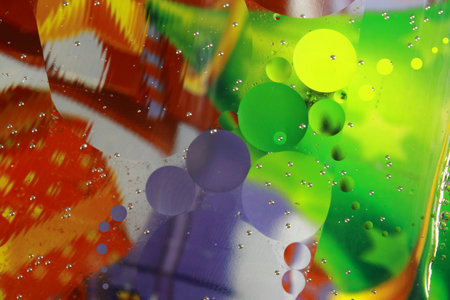 Beautiful, colorful, oil bubbles in water on a macro scale