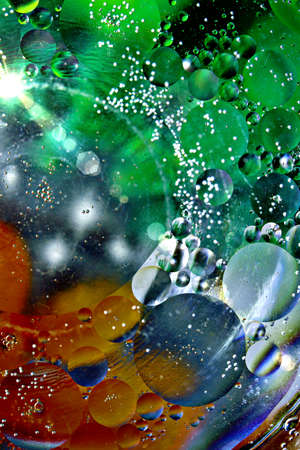 Beautiful colored oil bubbles in the water