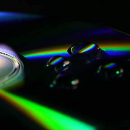 Water drops on DVD in macro photographyの写真素材