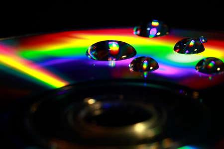 Water drops on DVD in macro photographyの写真素材