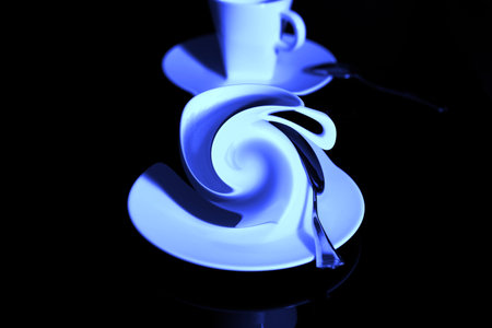 Coffee cup on a black background. 3D illustrations.の写真素材