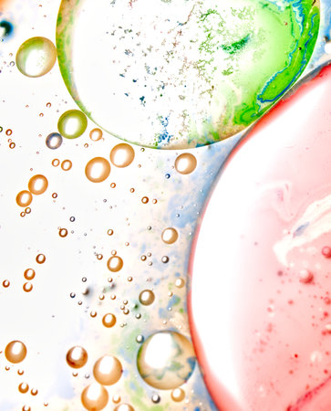 colorful bubbles in water close-up macro photo. abstract background
