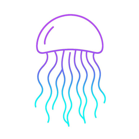 Jellyfish line icon on white background for web and mobile designの素材