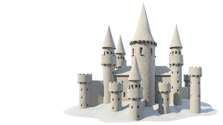 sand castle isolated on white background. 3d renderingの写真素材