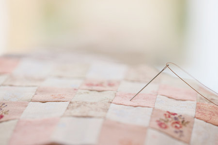 Quilt handmade craft with a needle