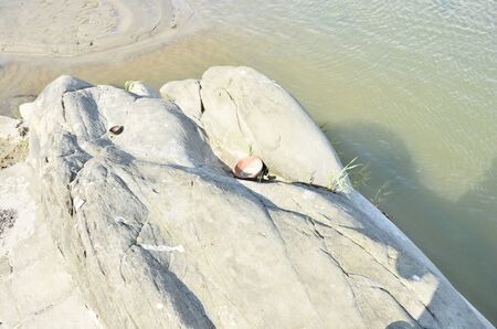 Object on Rock Beside River Amb India 3の写真素材