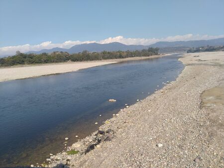 Shorelien of River Beas India Himachal Pradeshの写真素材