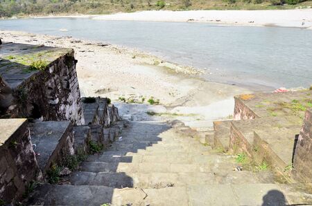 Stairs on River Side At Kaleshwar Mahadev Hamirpur Himachal Pradesh Indiaの写真素材