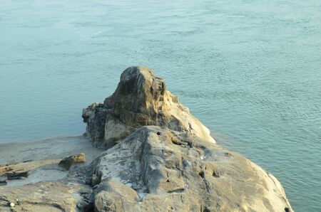 Stone Top View Towards River Beas Himachal Pradesh Indiaの写真素材