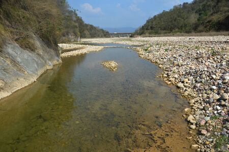 Stones in Channel of  River Hamirpur Himachal Pradesh Indiaの写真素材