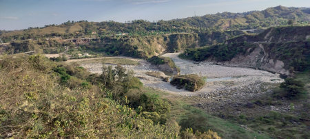 Landscape View of small channel Veley from Kangra Himachal Pradesh India 1の写真素材