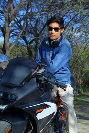 Young male model showing lifestyle