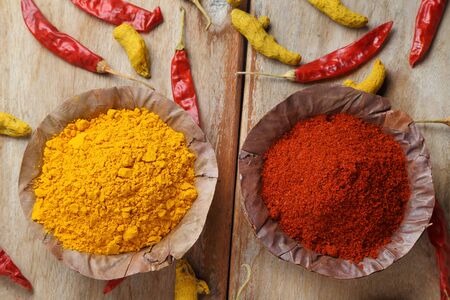 Indian style spices and herbsの写真素材