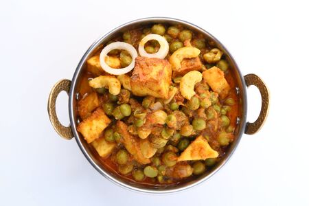 Cottage cheese with Peas in Indian Gravyの写真素材
