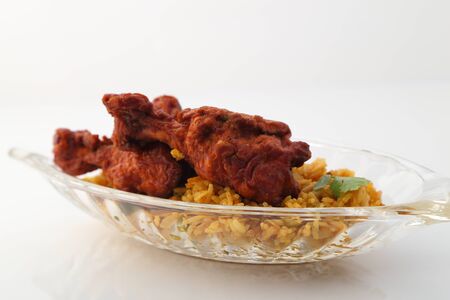 Mutton or Chicken Gosht Biryani from India. Chicken fried rice.の写真素材