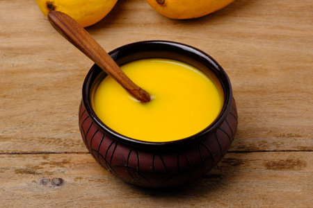 Mango juice or shake in bowlの写真素材