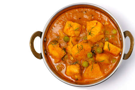 Indian style cottage cheese dish or curryの写真素材