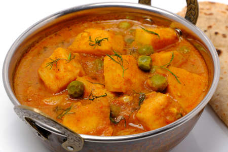 Indian style cottage cheese dish or curryの写真素材