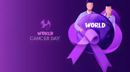 Empowering awareness and hope on World Cancer Day with a dedicated healthcare professional.の素材