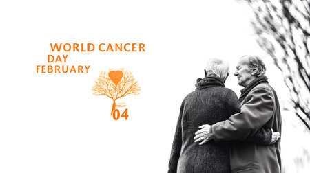 Courage and compassion shine on World Cancer Day as people unite for a common cause.の素材