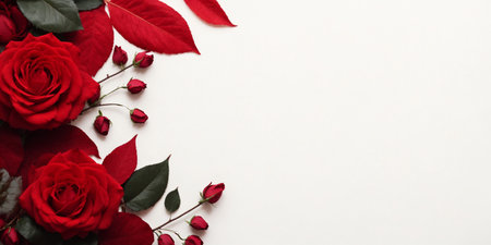 beauty background with red rose leafsの素材