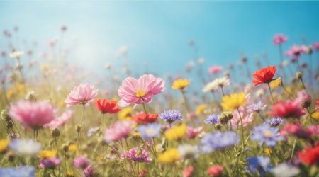 Beautiful meadow full of spring flowersの素材
