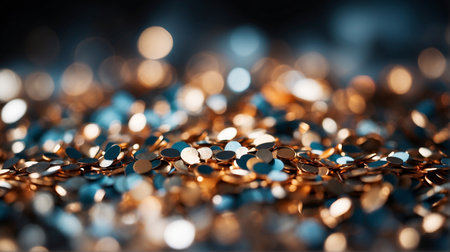 metal confetti with abstract shapes, blurry bokeh, metalic scrapes, depth of field, abstract background, light and technologyの素材