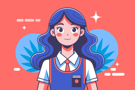 Portrait of happy female supermarket manager looking at camera, vector illustration